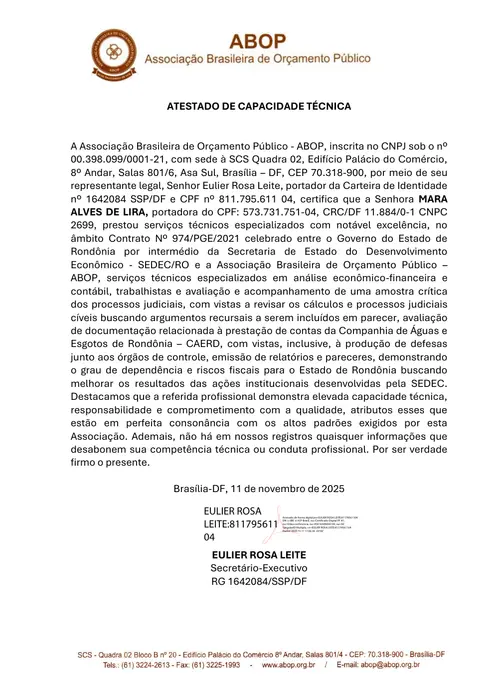 Atestado emitido por ABOP